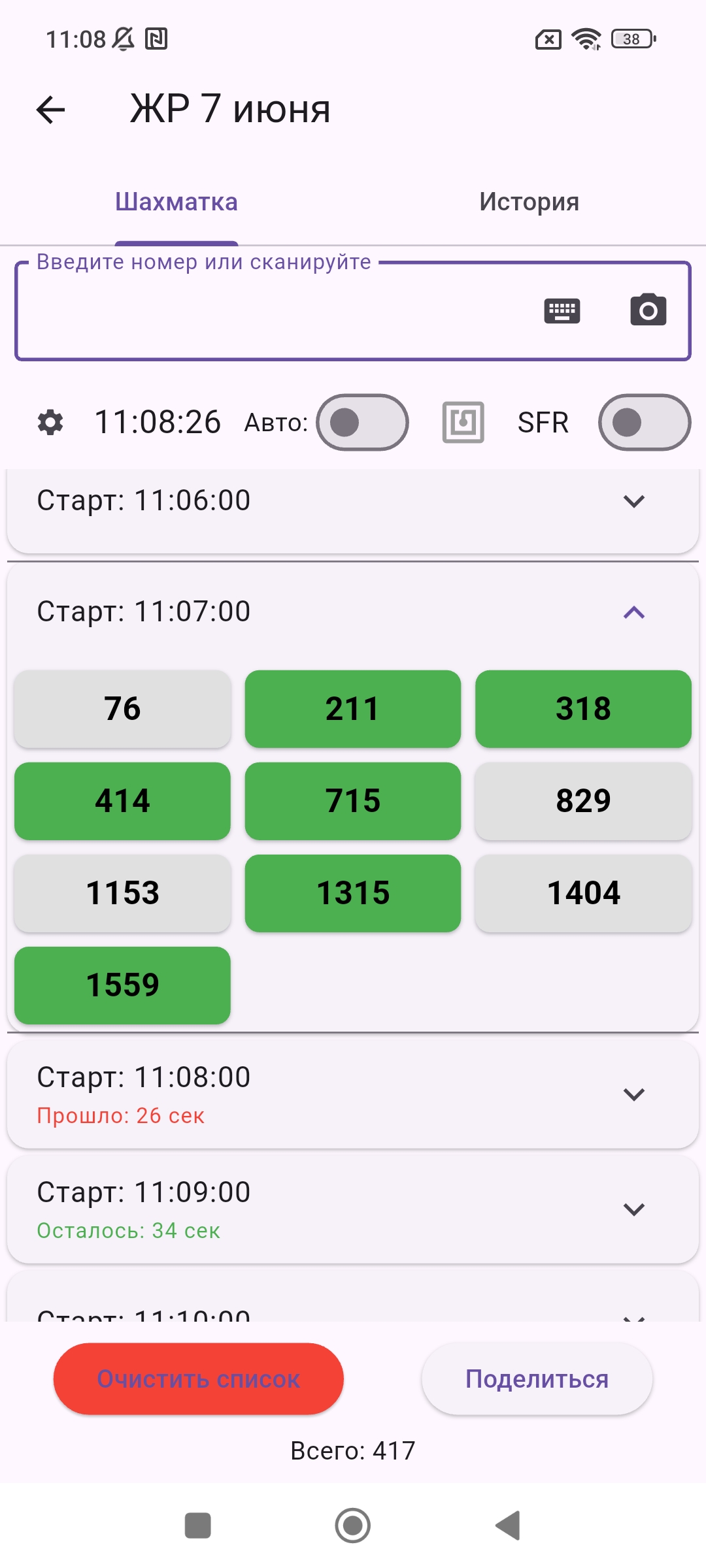 Стартовый список
